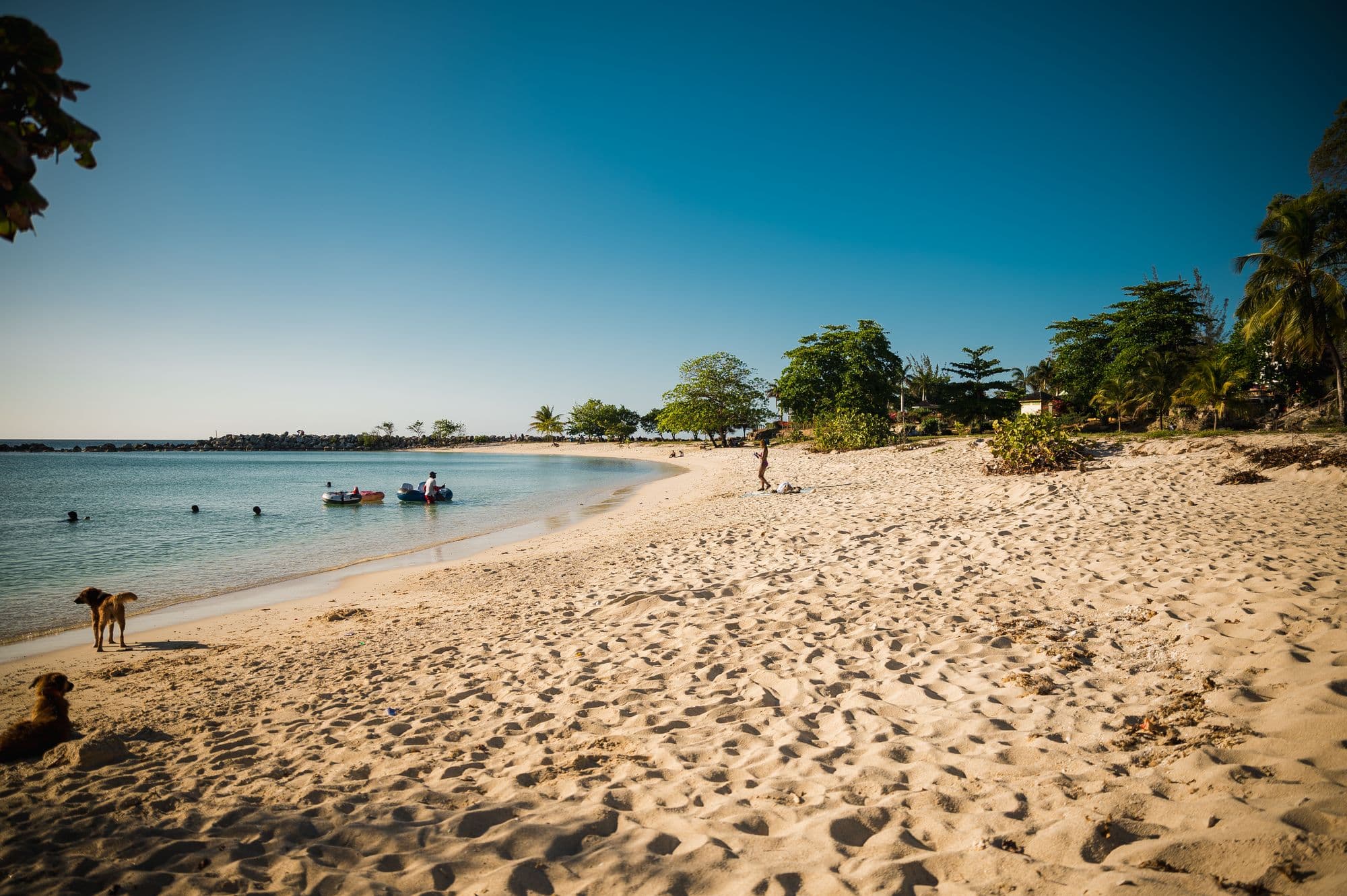 Calm turquoise water and white sand in Montego Bay, Jamaica