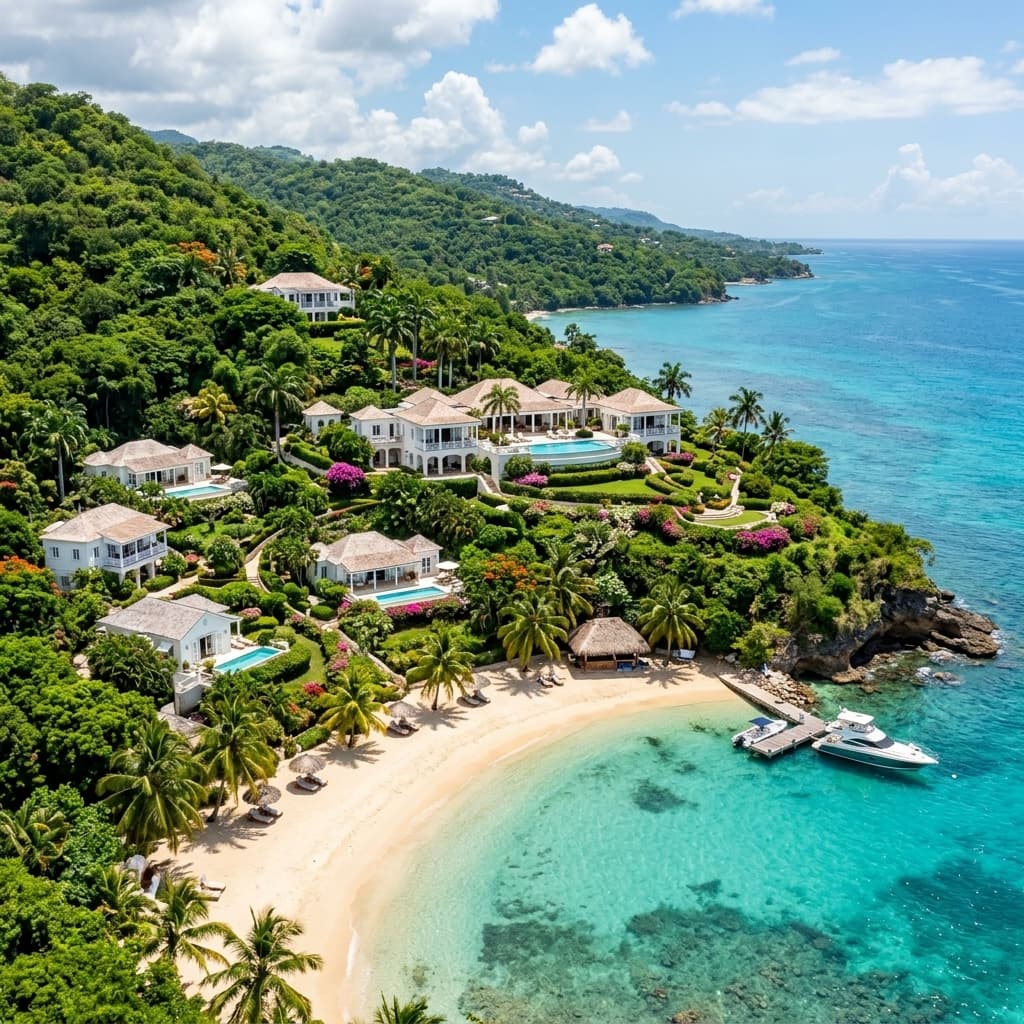 Round Hill Hotel and Villas overlooking the sea near Montego Bay